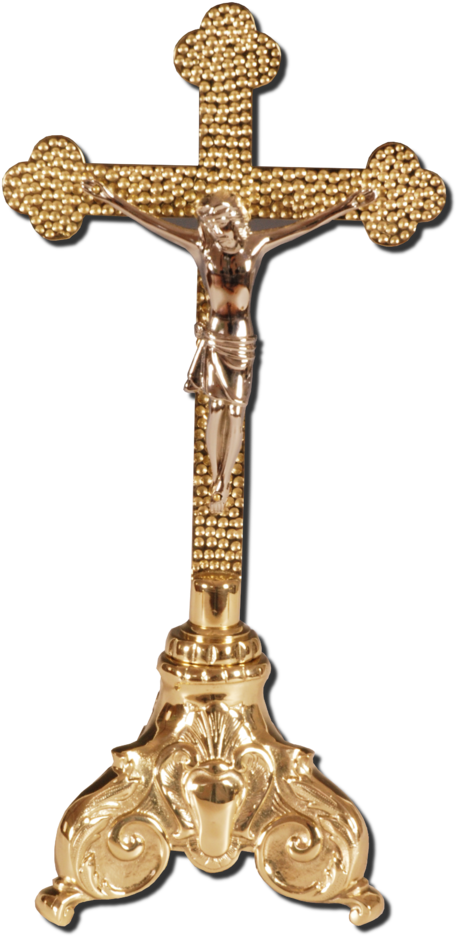 Altar Cross Art Nouveau - Altar Crucifix (484x999), Png Download