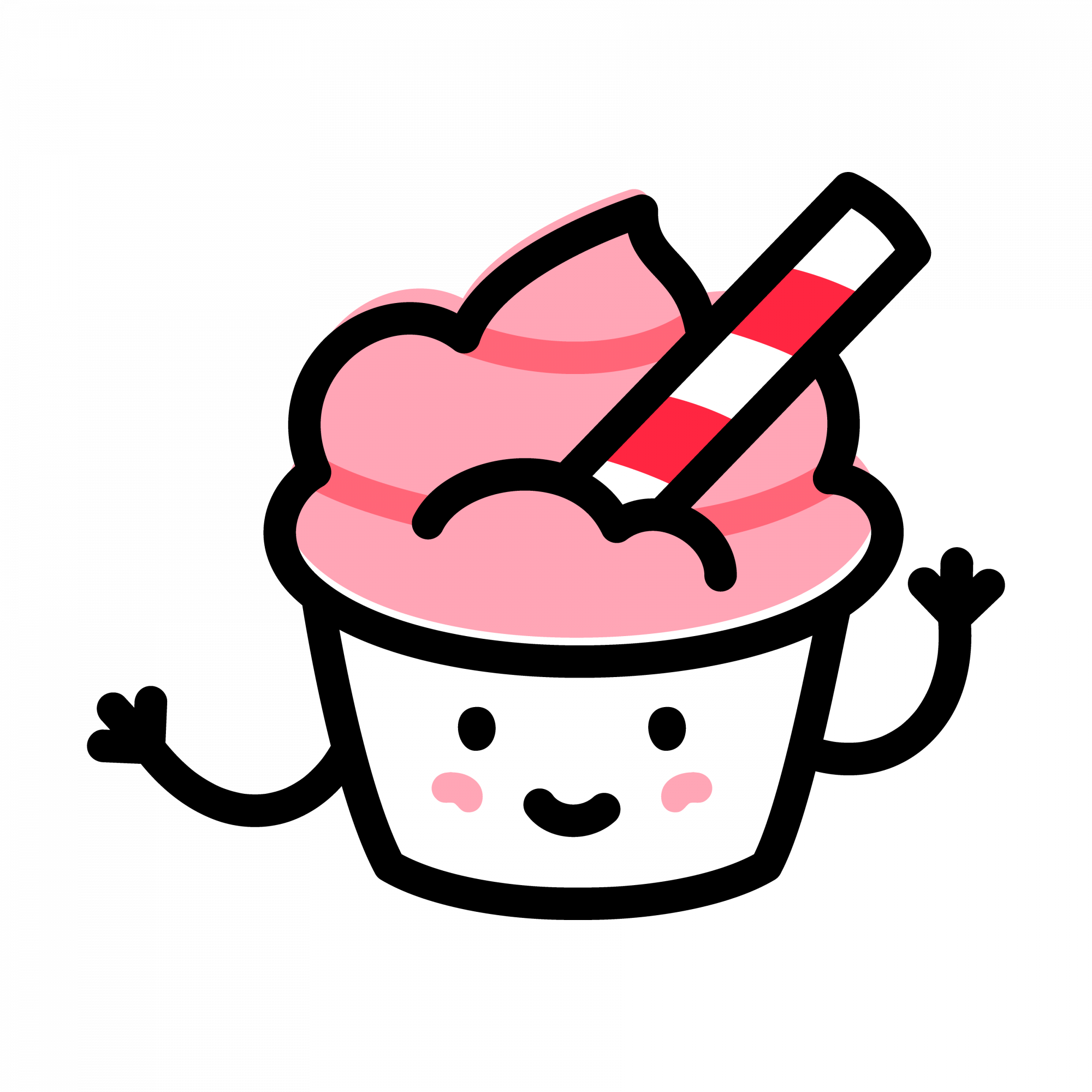 Waving Pink Cupcake - Cupcake (2000x2000), Png Download