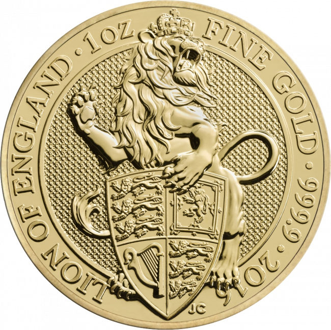 1 Oz Queen's Beasts Lion - Queens Beasts Gold 1 Oz (650x647), Png Download