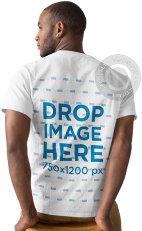 Back Of A Black Man Wearing A Round Neck Tee Mockup - Active Shirt (640x480), Png Download