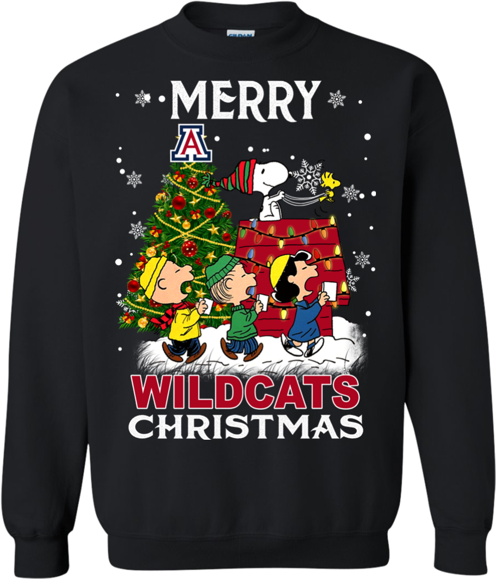 Arizona Wildcats Ugly Christmas Sweaters Snoopy And - Christmas Day (1155x1155), Png Download