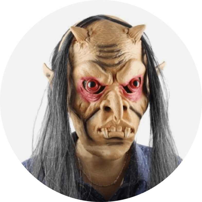 Grey Hair Toothy Zombie Mask - Horror Ghost (786x786), Png Download