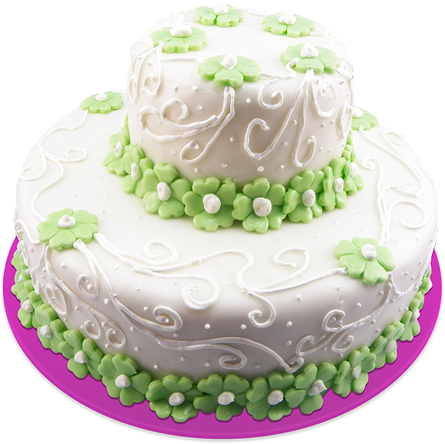 Torta Flores Menta - Cake Decorating (627x626), Png Download