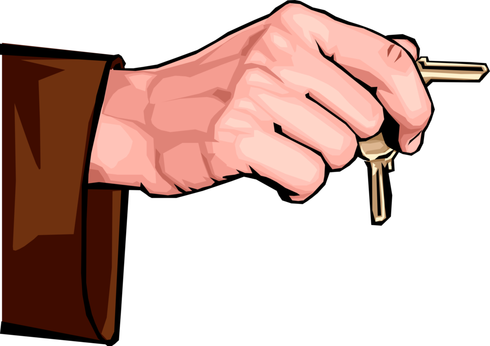 Vector Illustration Of Hand Holding Security Keys That - Hand Holding Vector Png (991x700), Png Download