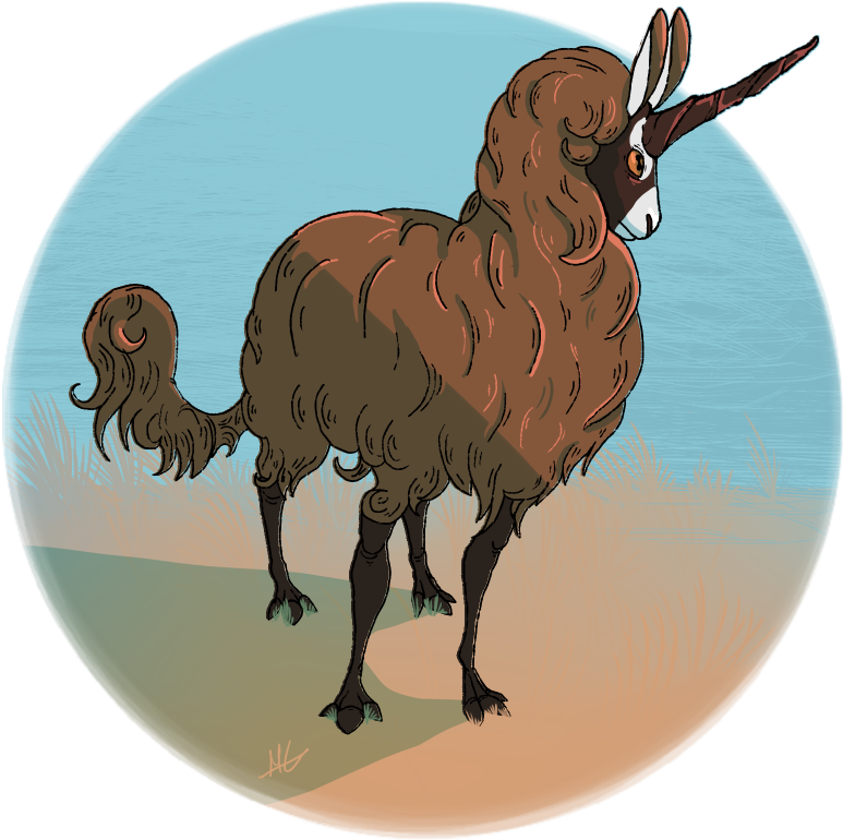 Image Of A Brown And Very Wooly Goat, With One Spiral - Illustration (1080x1080), Png Download