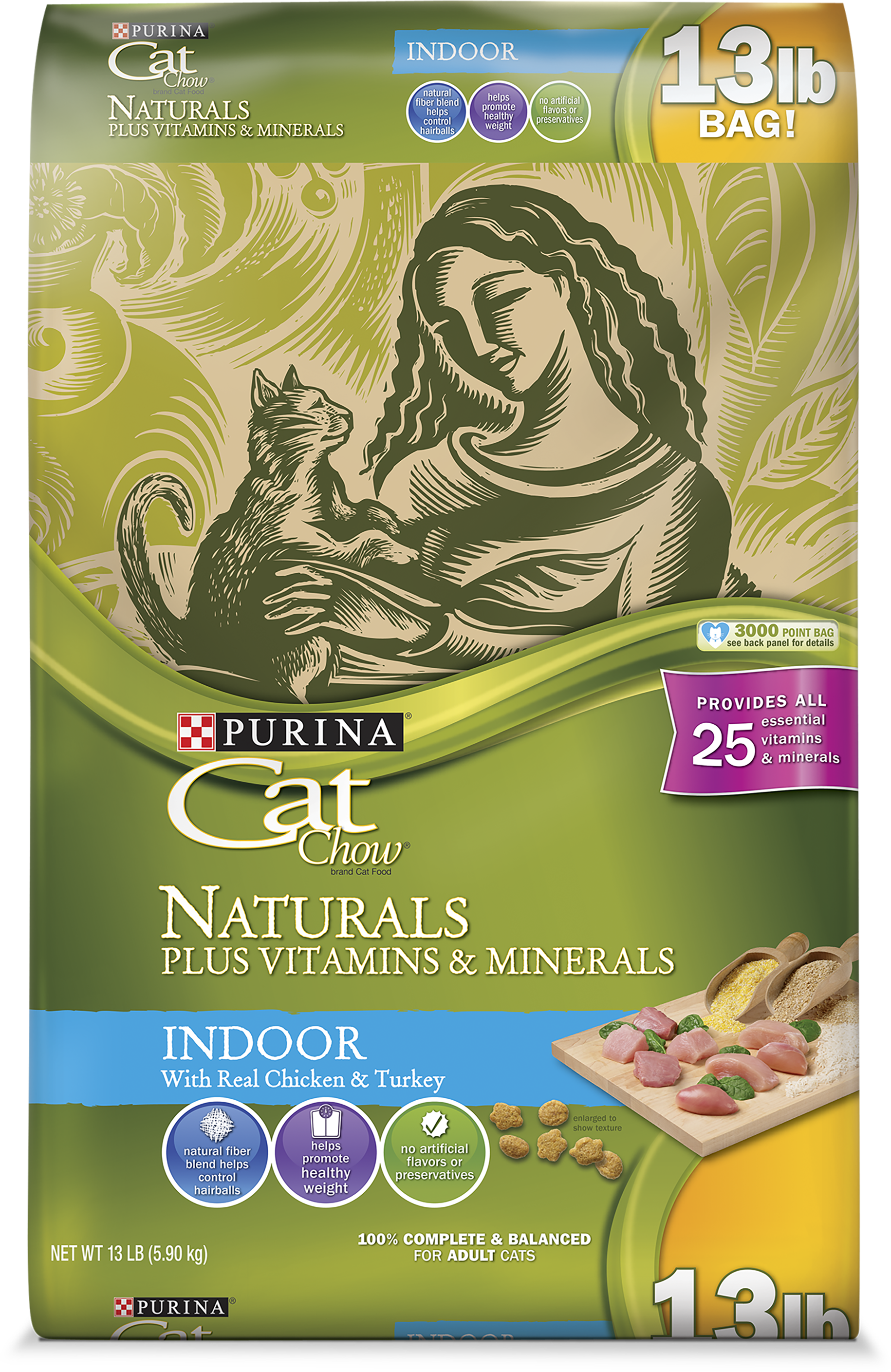 Purina Cat Chow Naturals Indoor Plus Vitamins & Minerals - Purina Cat Chow Naturals (3000x3000), Png Download