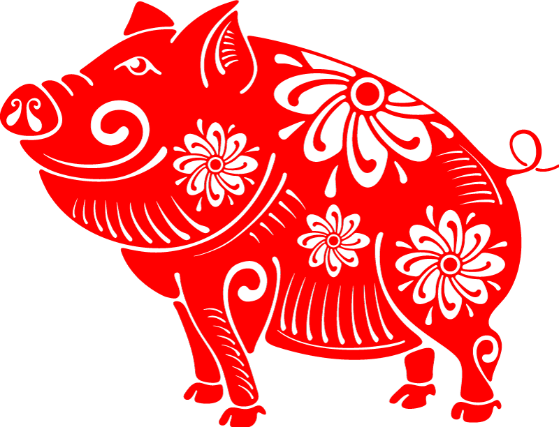 Lovely Fortune Paper Cut Pig 2019 Vector - Chinese Paper Cutting Pig (800x612), Png Download