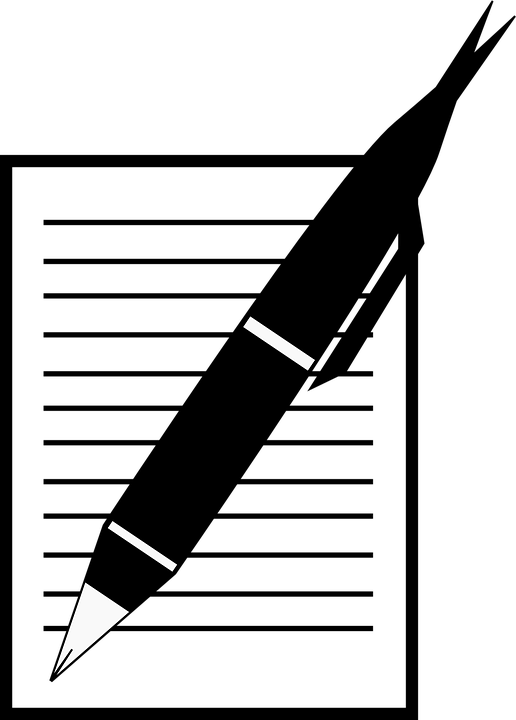 Pen And Paper Writing Png - Pen And Paper Silhouette (516x720), Png Download