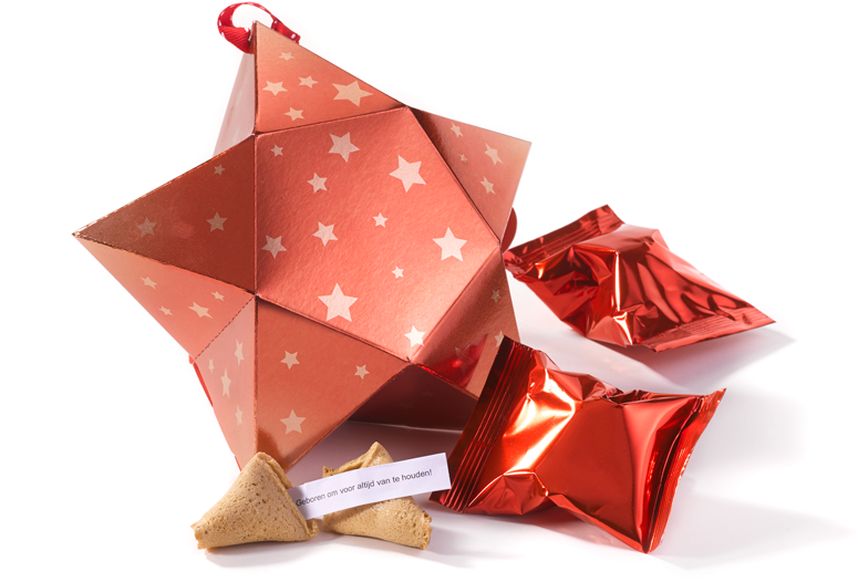 Estrella De Navidad Con 5 Galletas De La Fortuna - Construction Paper (800x624), Png Download