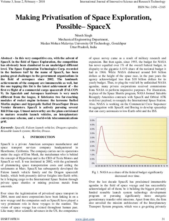 Making Privatisation Of Space Exploration, Possible - Document (600x776), Png Download