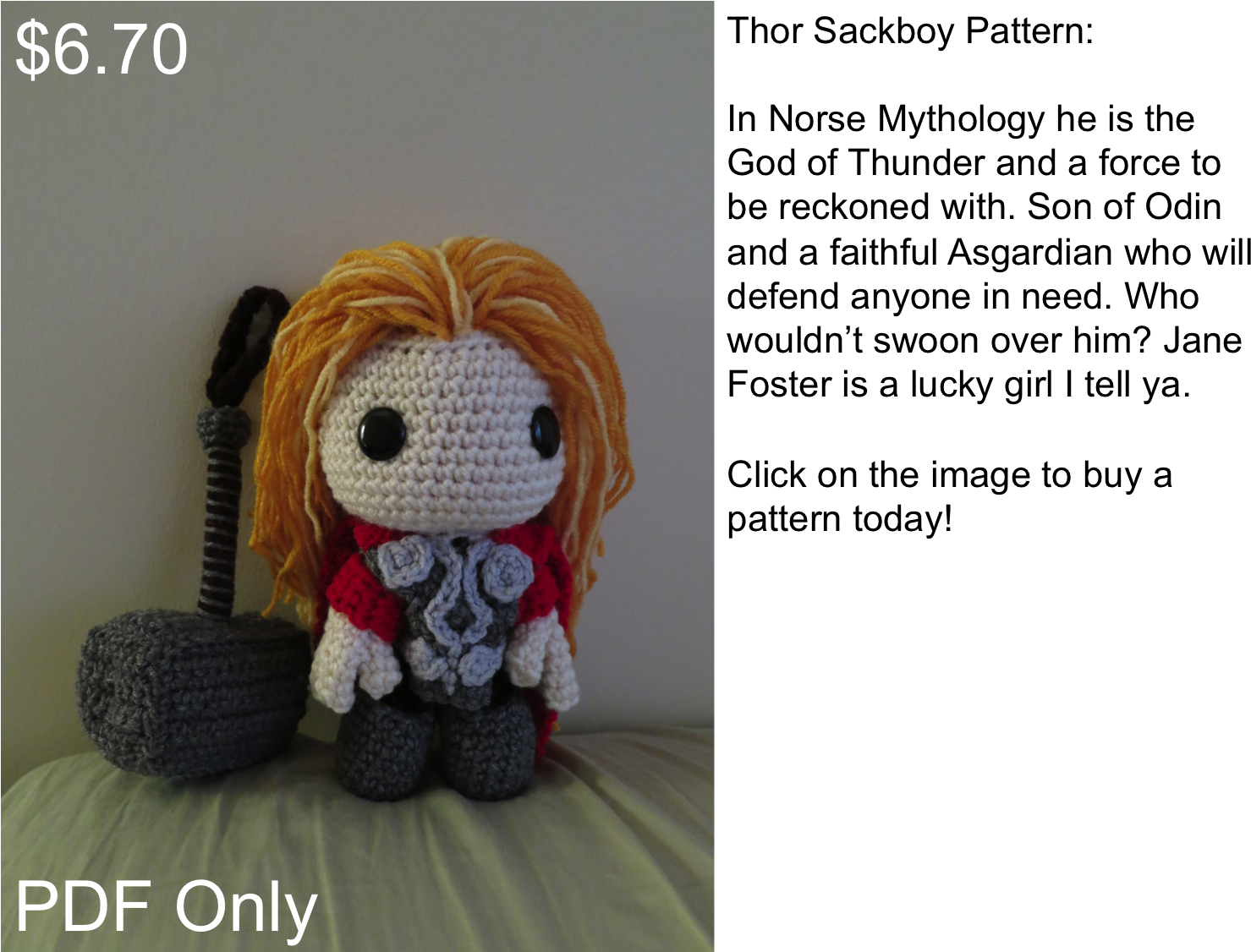 Thor - Crochet (1500x1130), Png Download