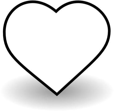 Emblem Favorite Black White Line Art 555px 30 - White Heart No Background (555x555), Png Download