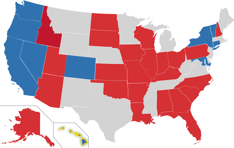 Blue Map Of United States (959x593), Png Download