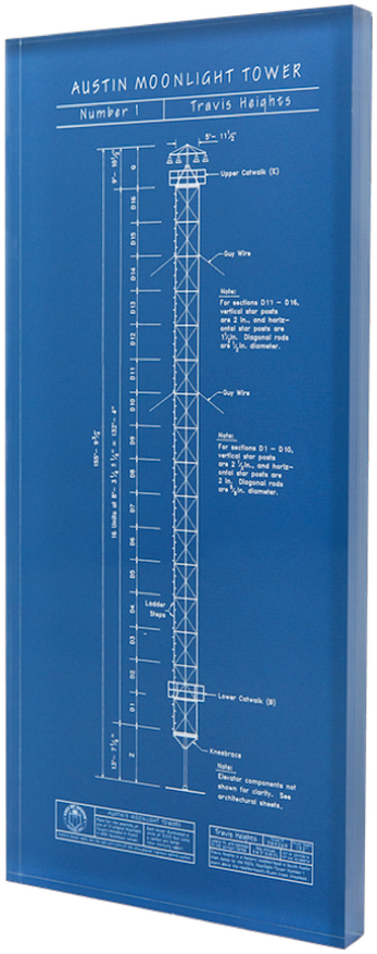 Austin Moonlight Towers - Schematic (366x897), Png Download