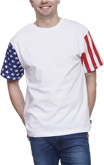 Adult Jersey Stars & Stripes T-shirt - Pocket (600x660), Png Download