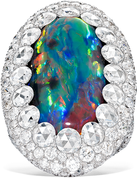 Opal Ring With White Diamonds Rose Cut - Diamond (1500x1500), Png Download
