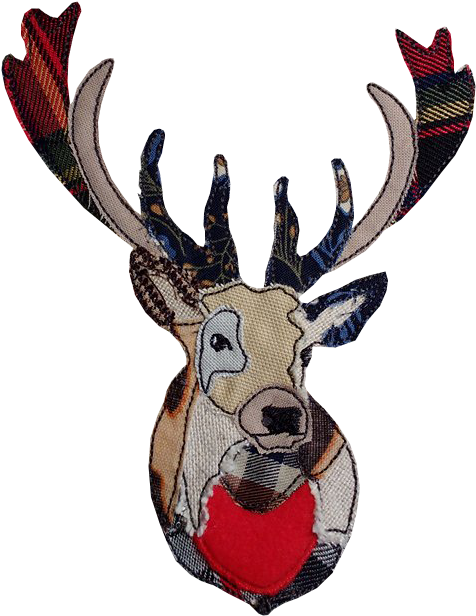 Raw Edge Applique Stag Head - Reindeer (494x646), Png Download