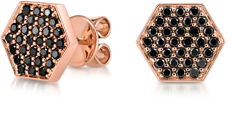 Hexagon Stud Black Web V=1544551993 - Earrings (1024x1024), Png Download