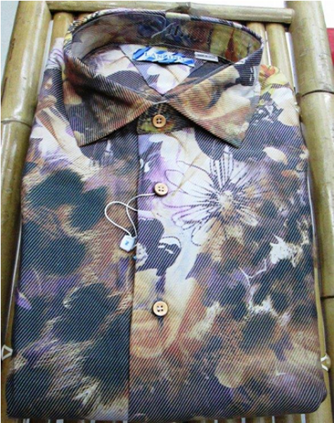 Lanzino -grey Black Floral Print Shirt - Button (600x600), Png Download