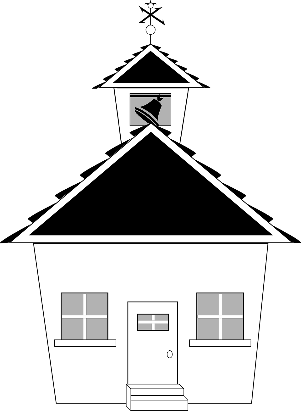 Free Stock Photo - Black And White School House (958x1307), Png Download