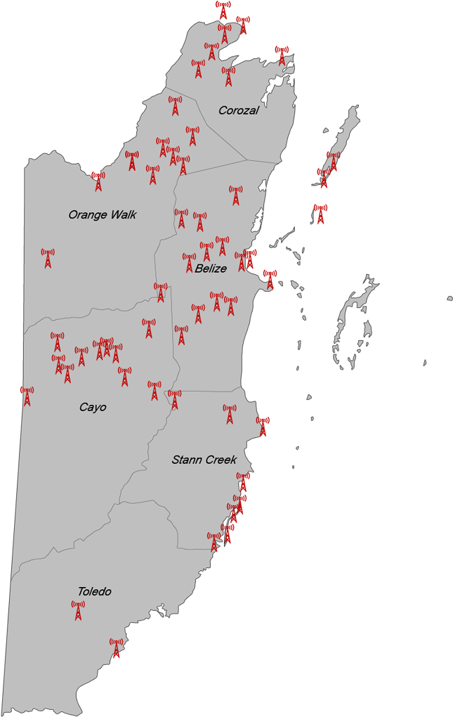 Belize Map Displaying Digicell's Cell Sites Towers - Atlas (777x1079), Png Download