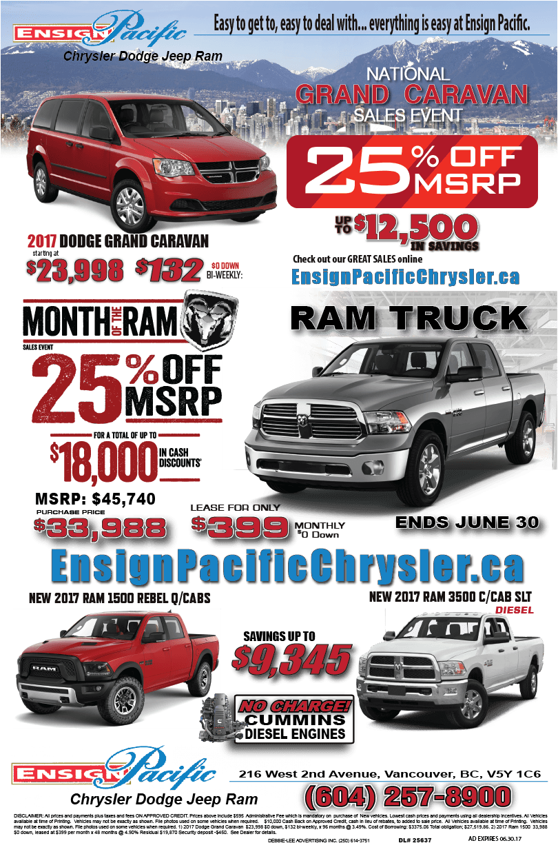 Ensign Pacific Chrysler June 1-8 - Sport Utility Vehicle (810x1242), Png Download