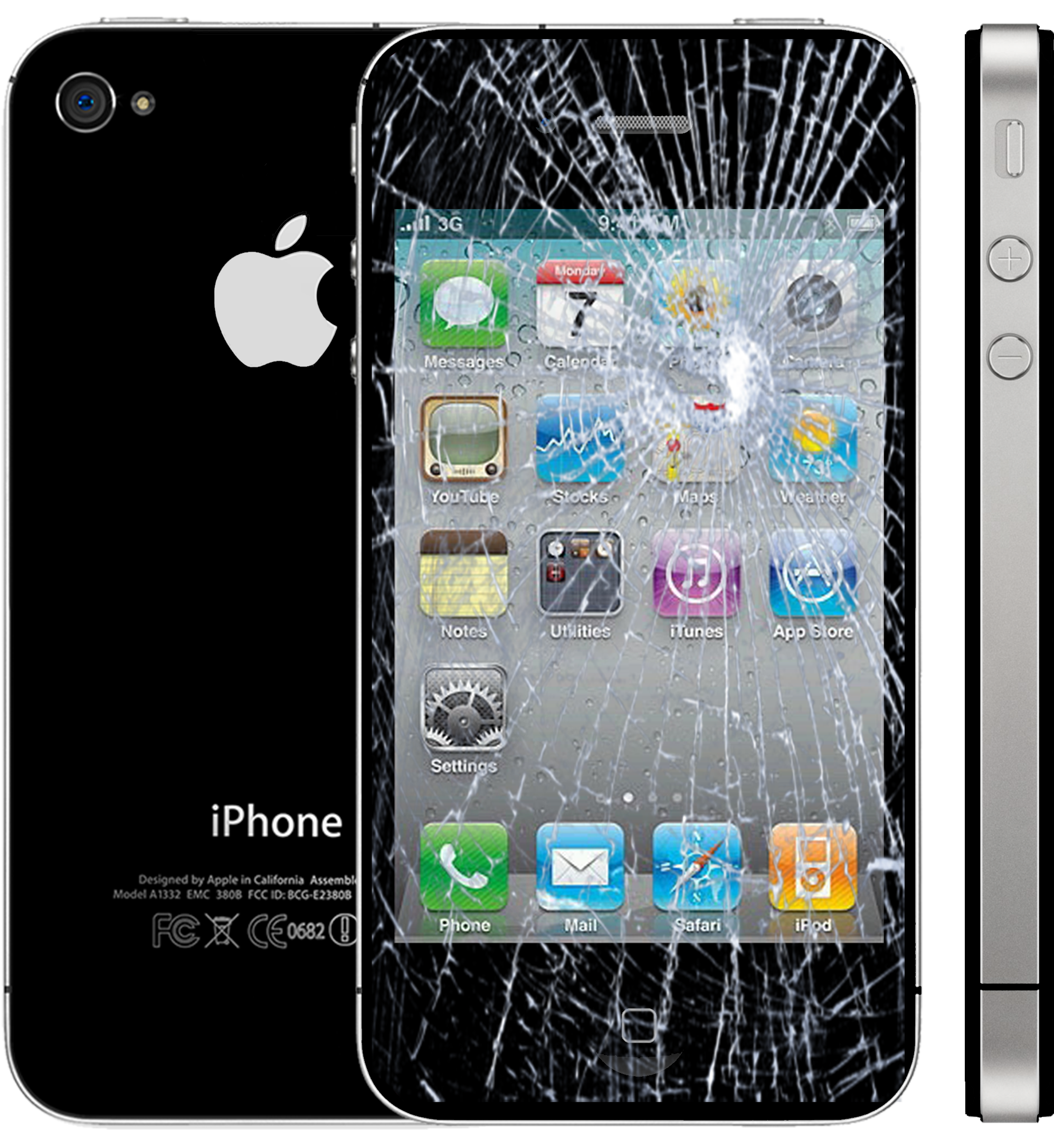 Pantalla Rota Iphone 4 Salmobile - Iphone 4 (3508x2480), Png Download