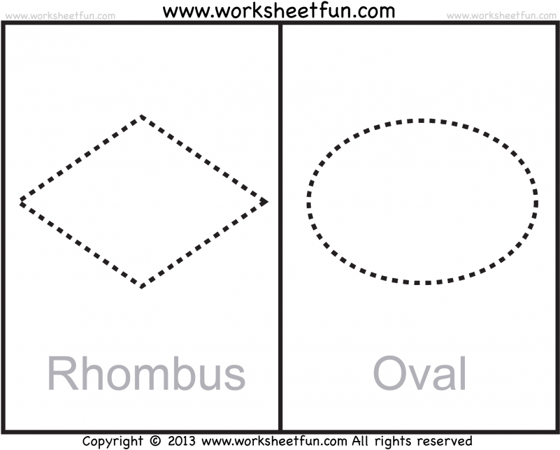 Math Worksheets Rhombus Tracing Worksheet Rombo Ovalo - Circle (800x650), Png Download