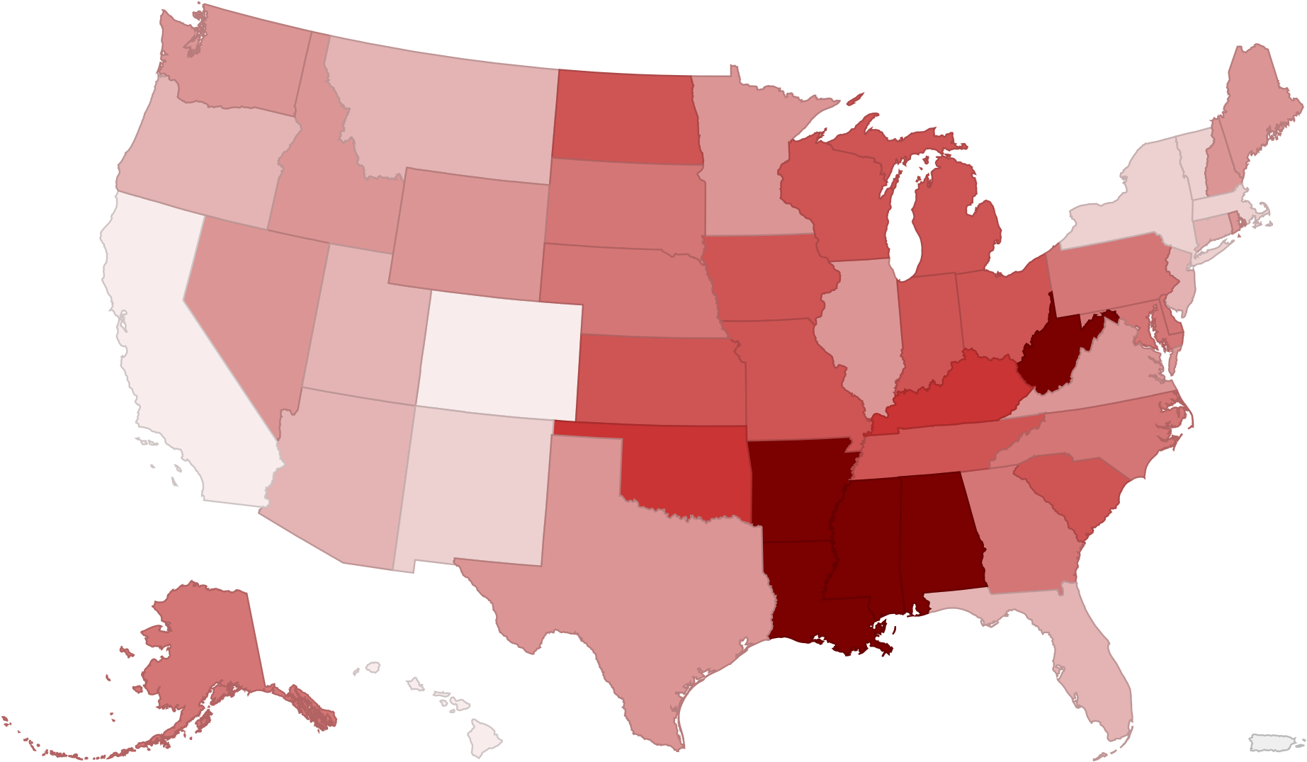 Open - Cdc Obesity Map 2018 (2000x1174), Png Download