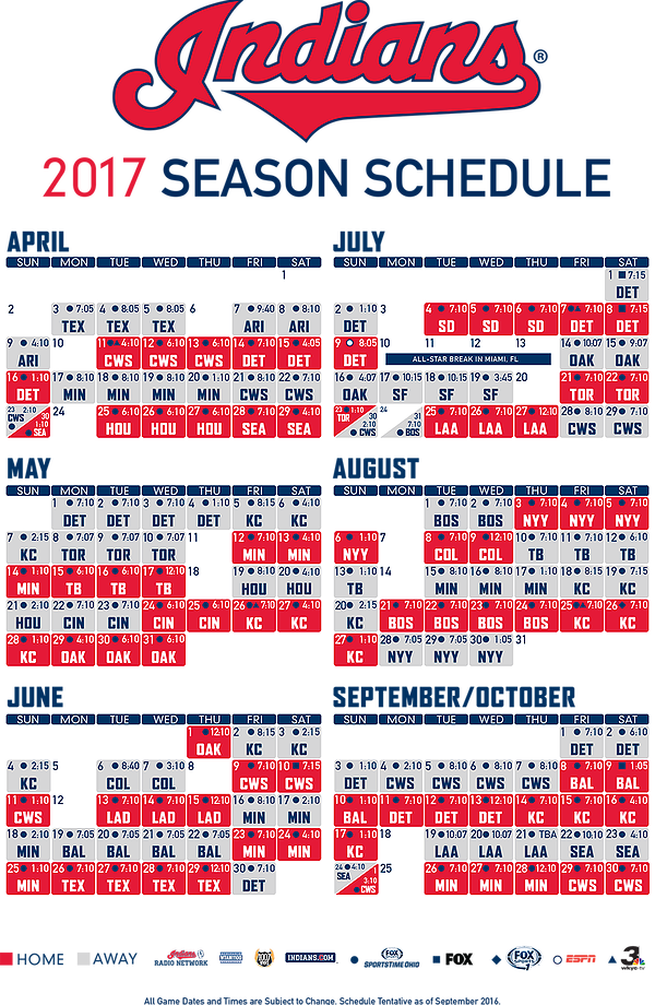 2017 Cleveland Indians Schedule - Cleveland Indians Schedule (600x920), Png Download
