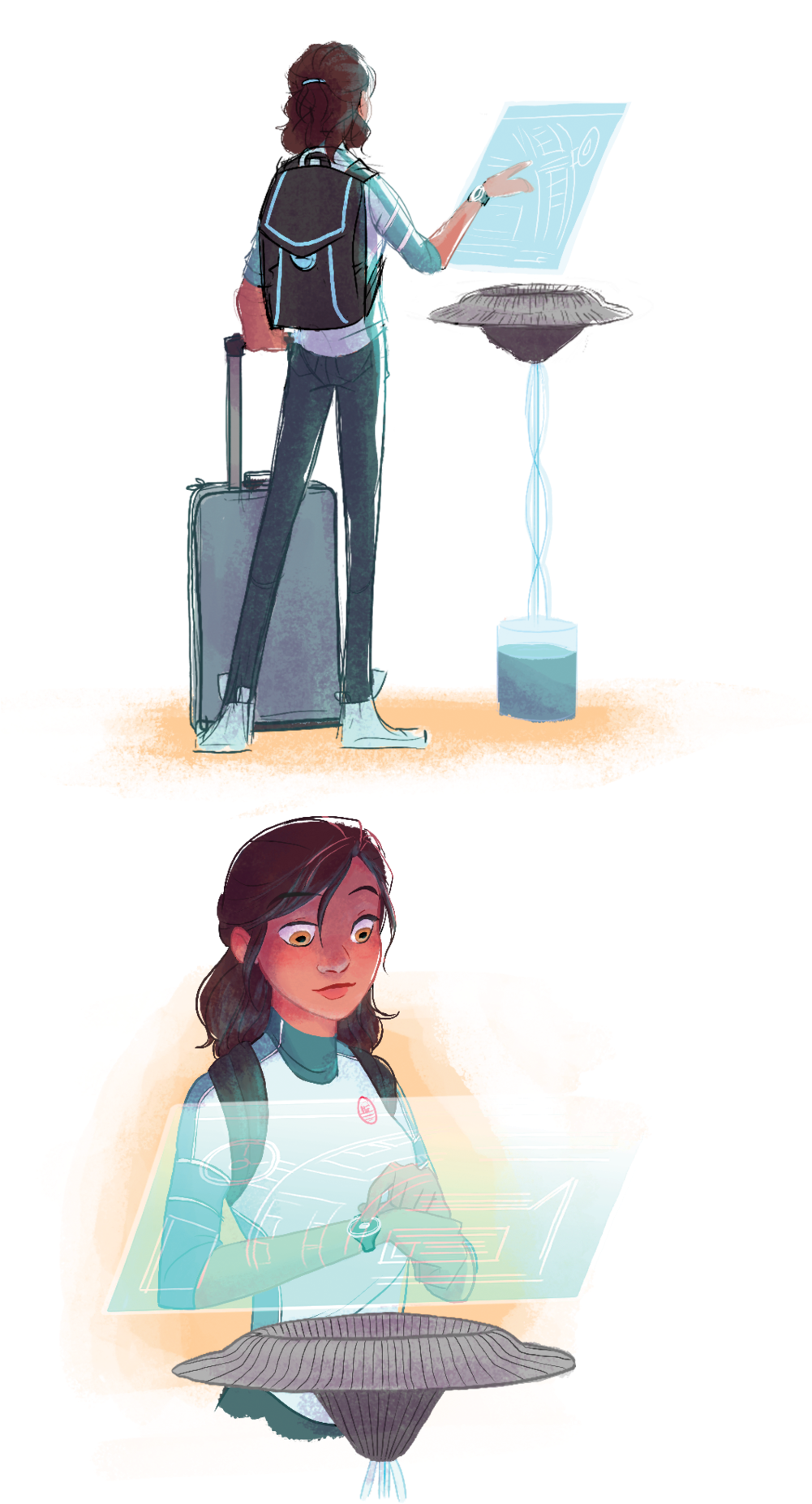 Hologram Illustration - Girl (1000x1907), Png Download
