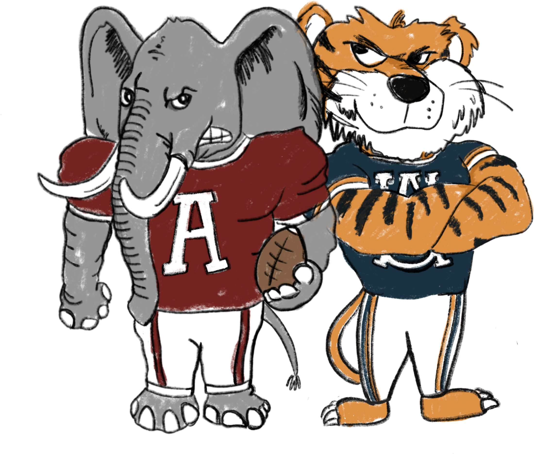 Two Football Dilemmas - Alabama Vs Auburn Cartoon (2359x2664), Png Download