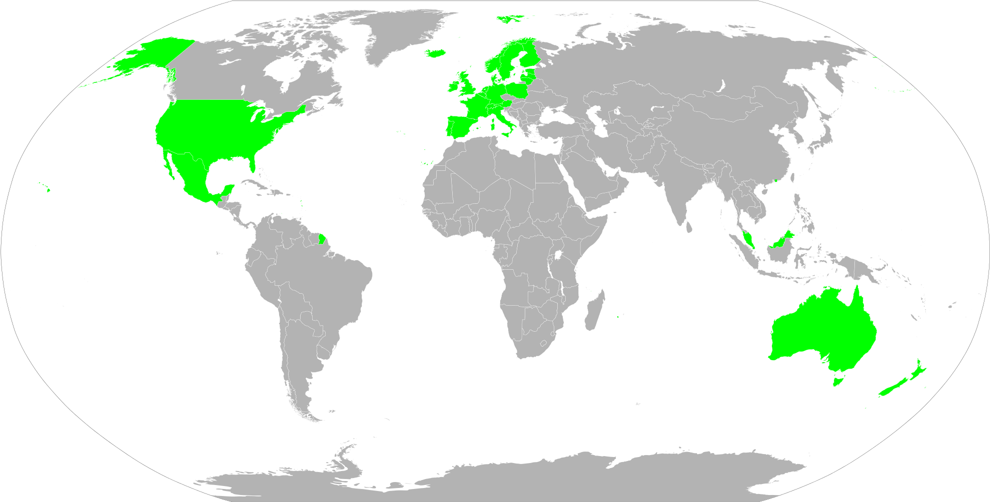 Countries Where Spotify Is Available [2000 X 1027] - Countries In The World That Drive (2000x1027), Png Download