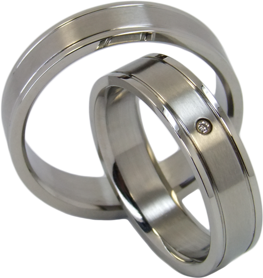 2 Diamond Couple Rings Made Of Stainless Steel - Pre-engagement Ring (800x600), Png Download