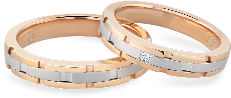 A Pair Of Wedding Rings With Diamond And Non-diamond - Bangle (1080x1080), Png Download