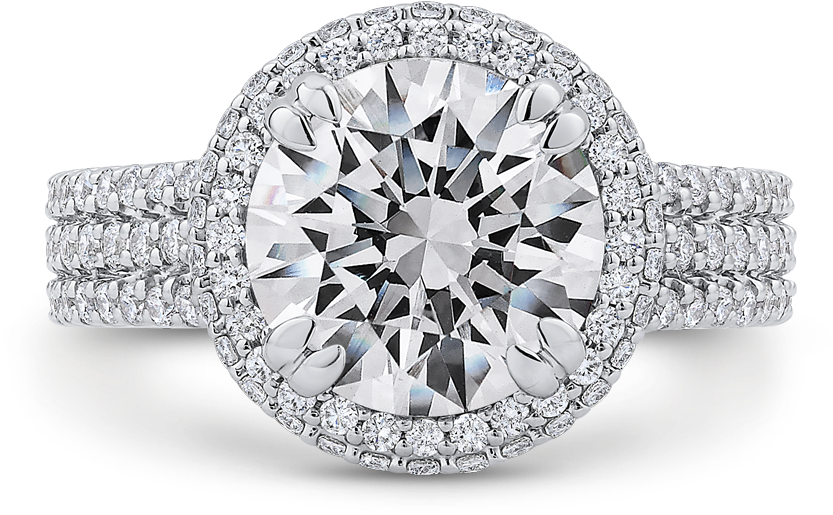 18k White Gold Round Cut Diamond Engagement Ring - Engagement Rings With Round Diamond (1000x1000), Png Download