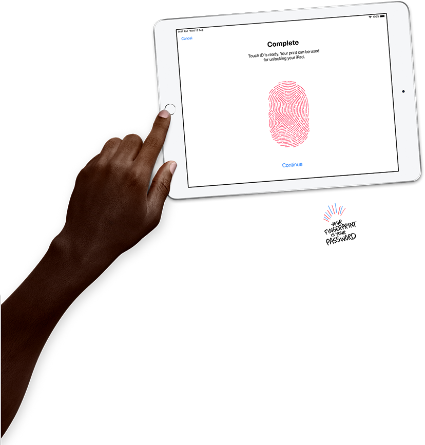 Unlock Securely With Touch Id - Hand (828x867), Png Download