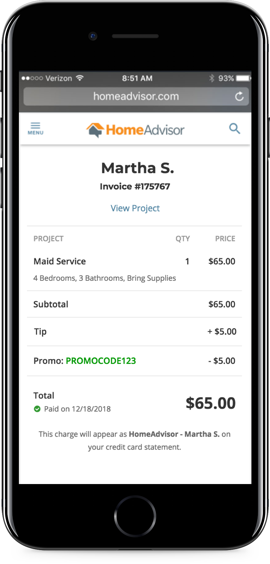 Including Project Details On Invoices Was Important - Home Advisor Top Rated (871x1820), Png Download