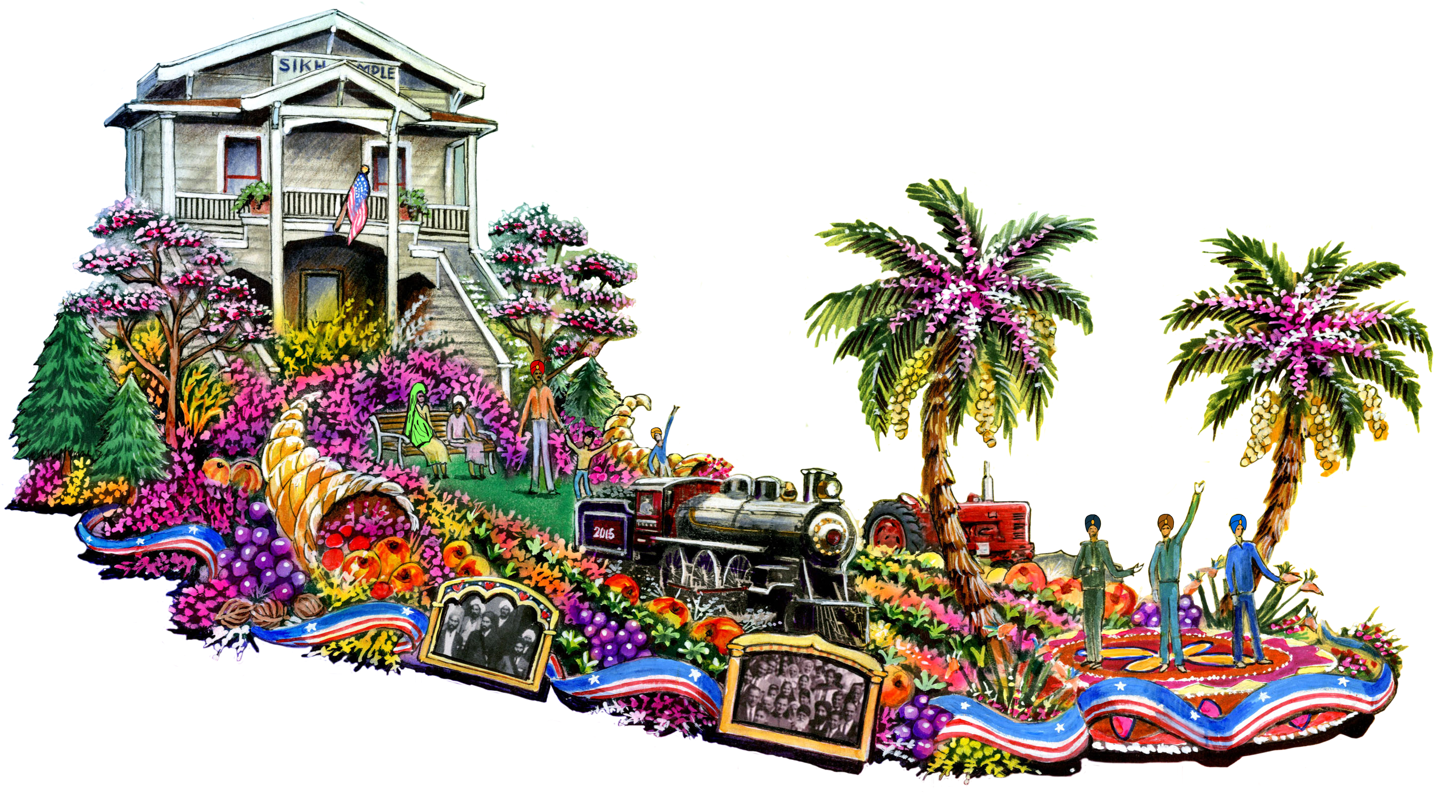 An Artist's Rendering Of The Future, First-ever Sikh - First Rose Parade Floats (2941x1639), Png Download