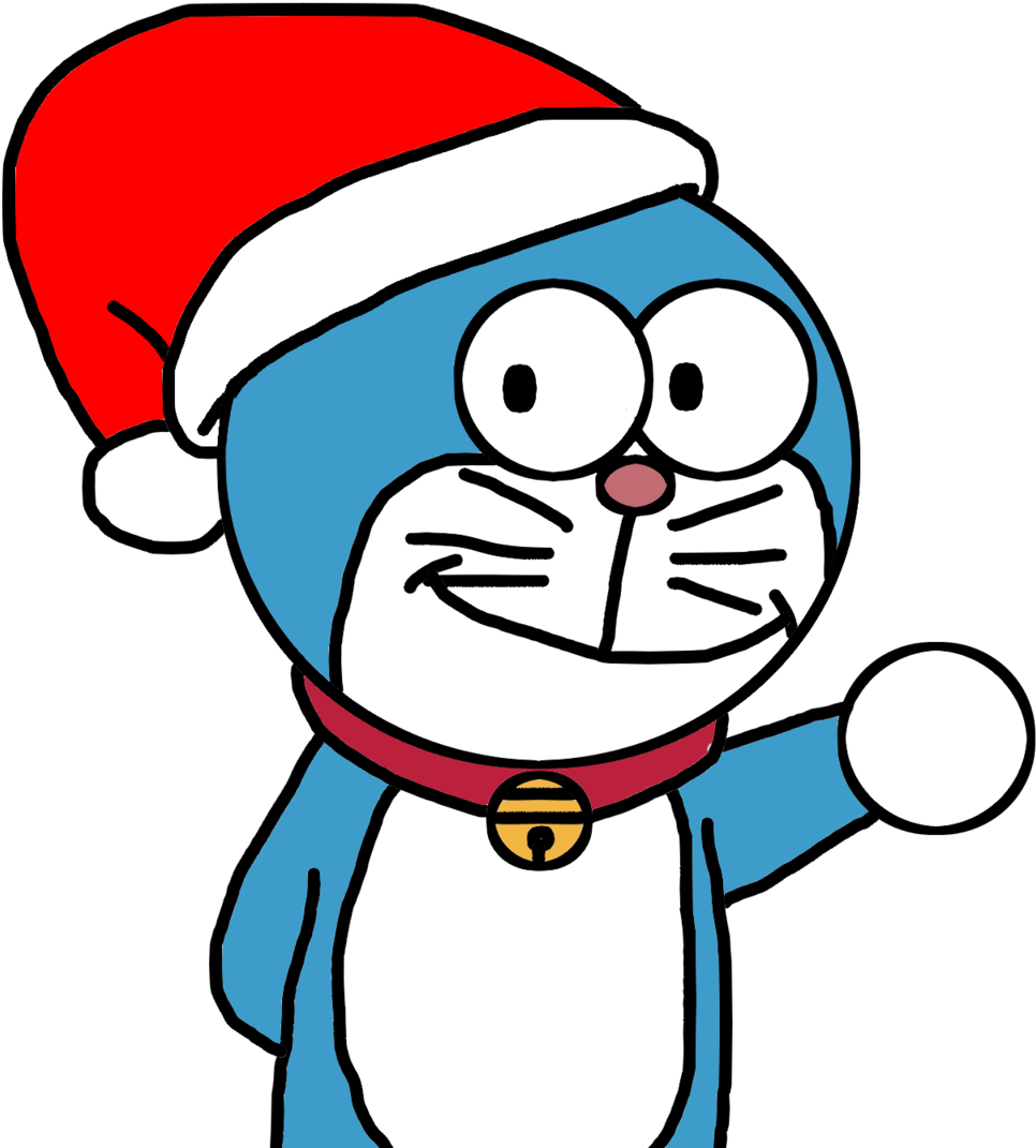 1600 X 1253 4 - Doraemon With Santa Cap (1600x1253), Png Download