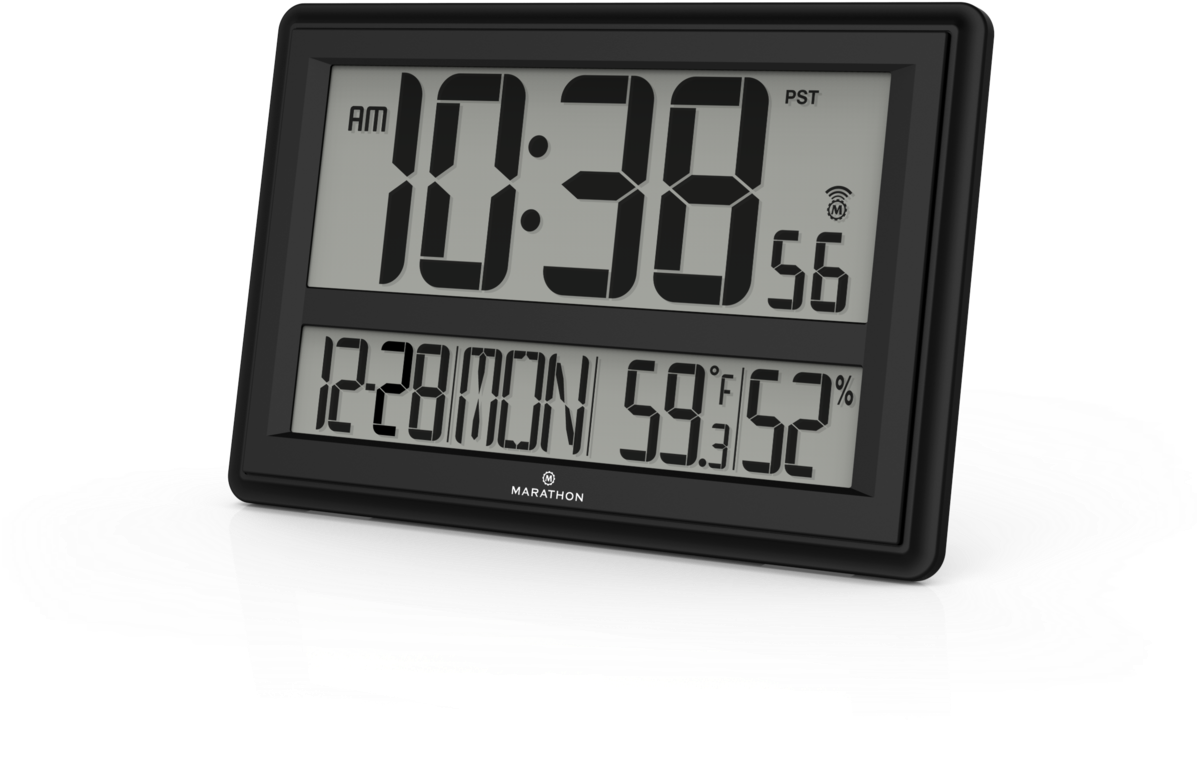 Atomic Alarm Clock - Marathon Digital Atomic Wall Clock (1200x929), Png Download