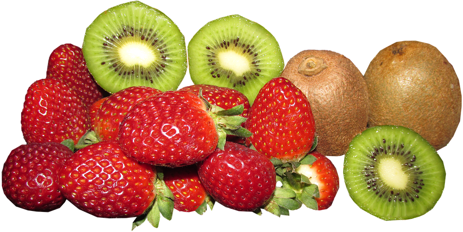 Fruit, Food, Strawberries, Kiwi Fruit, Ripe, Healthy - Morango E Kiwi Png (960x483), Png Download