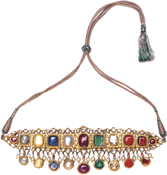Bhagat Navratna Choker Necklace Gems Jewelry, India - Amrapali Navratan Choker Necklace Set (700x700), Png Download