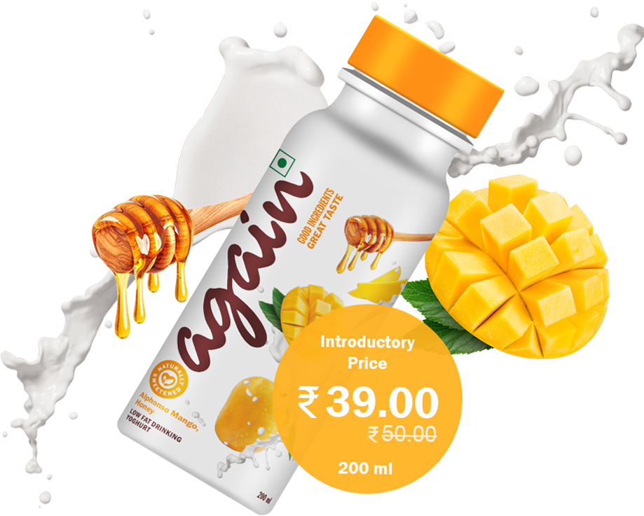 Again Low Fat Drinking Yoghurt With Alphone Mango, - Illustration (941x743), Png Download