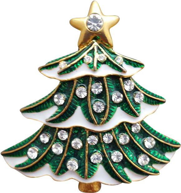 Delightful Christmas Tree Brooch In Green Enamel, With - Christmas Ornament (620x620), Png Download