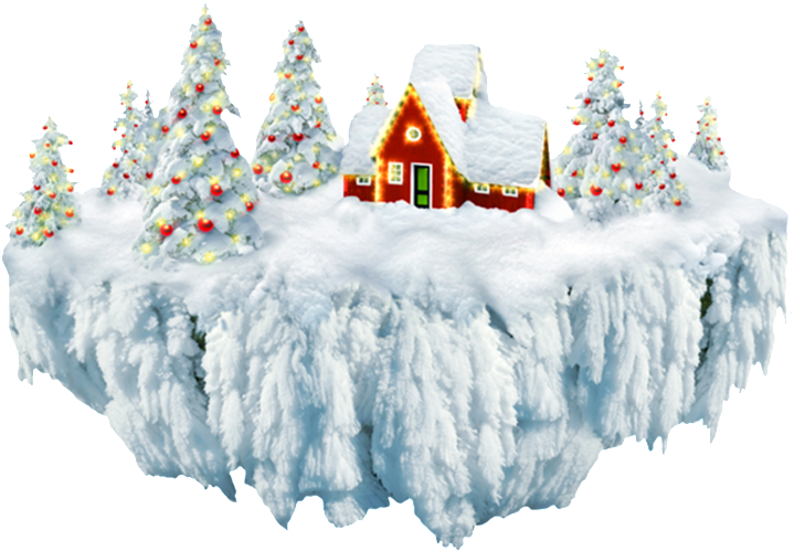 Christmas Village Winter Decoration Vector - Snow Island Png (1024x722), Png Download