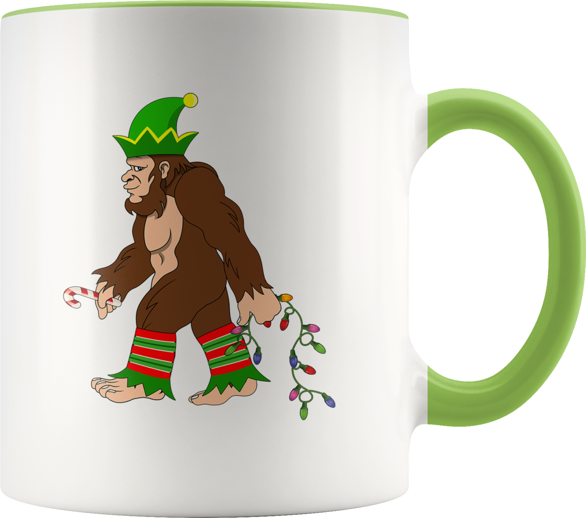 Bigfoot Elf Candy Cane Christmas Tree Lights - Beer Stein (2000x2000), Png Download