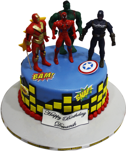Marvel Cake - Birthday Cake (1000x700), Png Download
