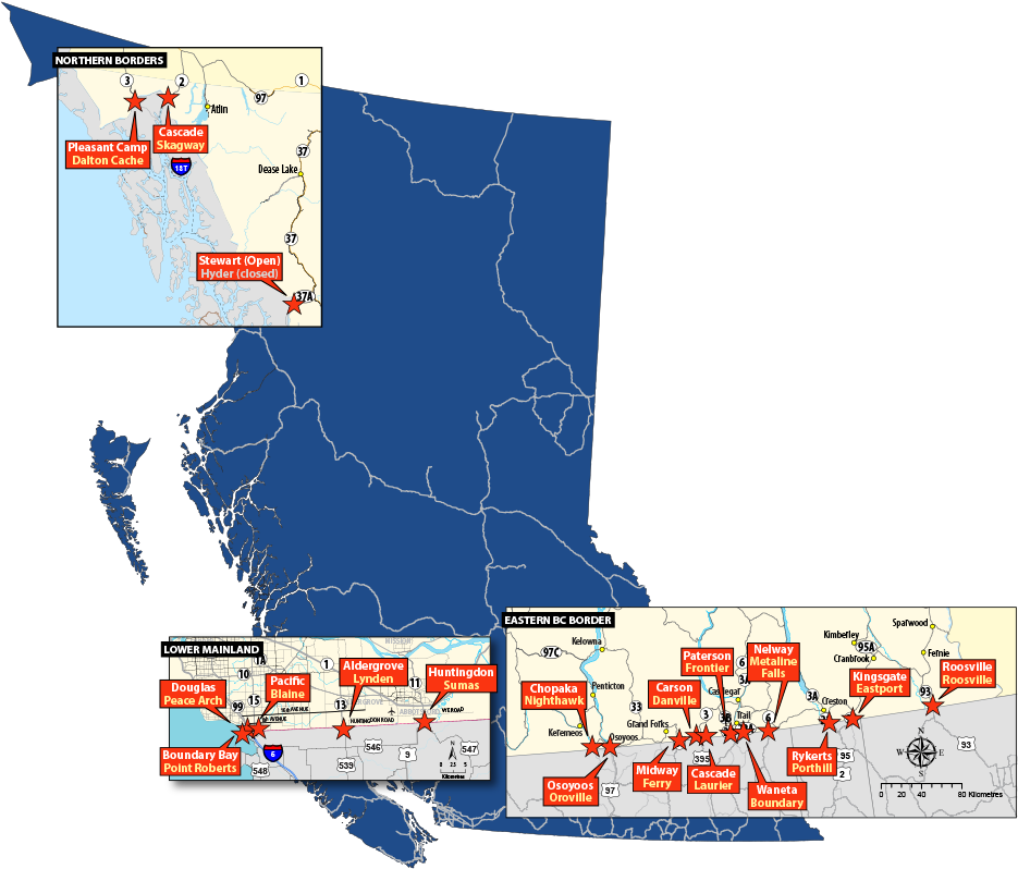 Us Border Crossings - British Columbia Border (954x819), Png Download