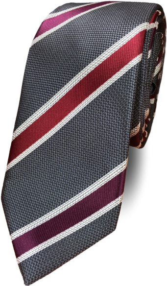 Black Tie Silk Tie Tie Grey Stripe - Silver (450x600), Png Download